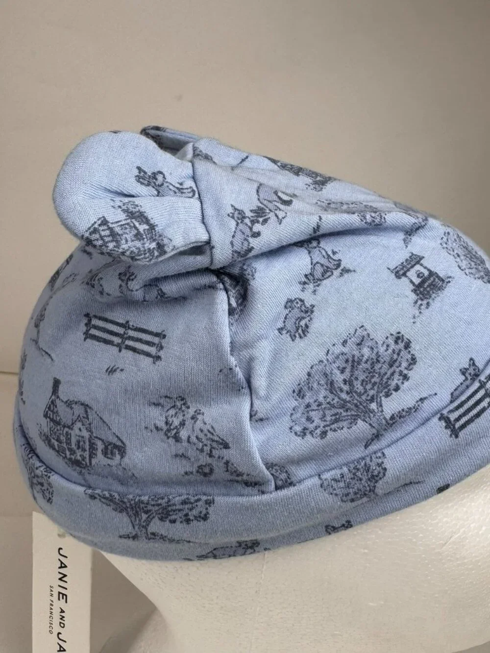 Janie and Jack Baby Boys Blue Woodland Animal Print Beanie Hat 18-24 Months NWT